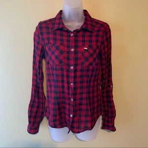 Obey Buffalo Plaid Button Down Shirt, Size 6